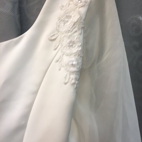 SAMPLE Bridgerton Vintage Wedding Dress, LONG SLEEVE Empire Waist Scoop Neck - Picture 9 of 12